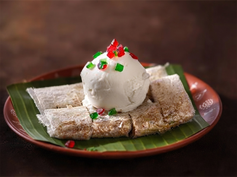 Putharekulu with Ice Cream
